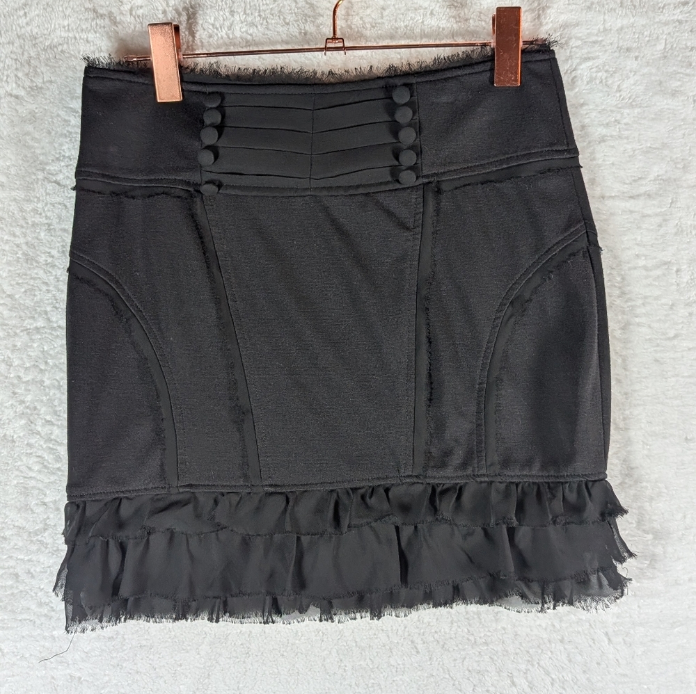 220-Twelve by‎ Twelve Black Mini Skirt with Ruffles